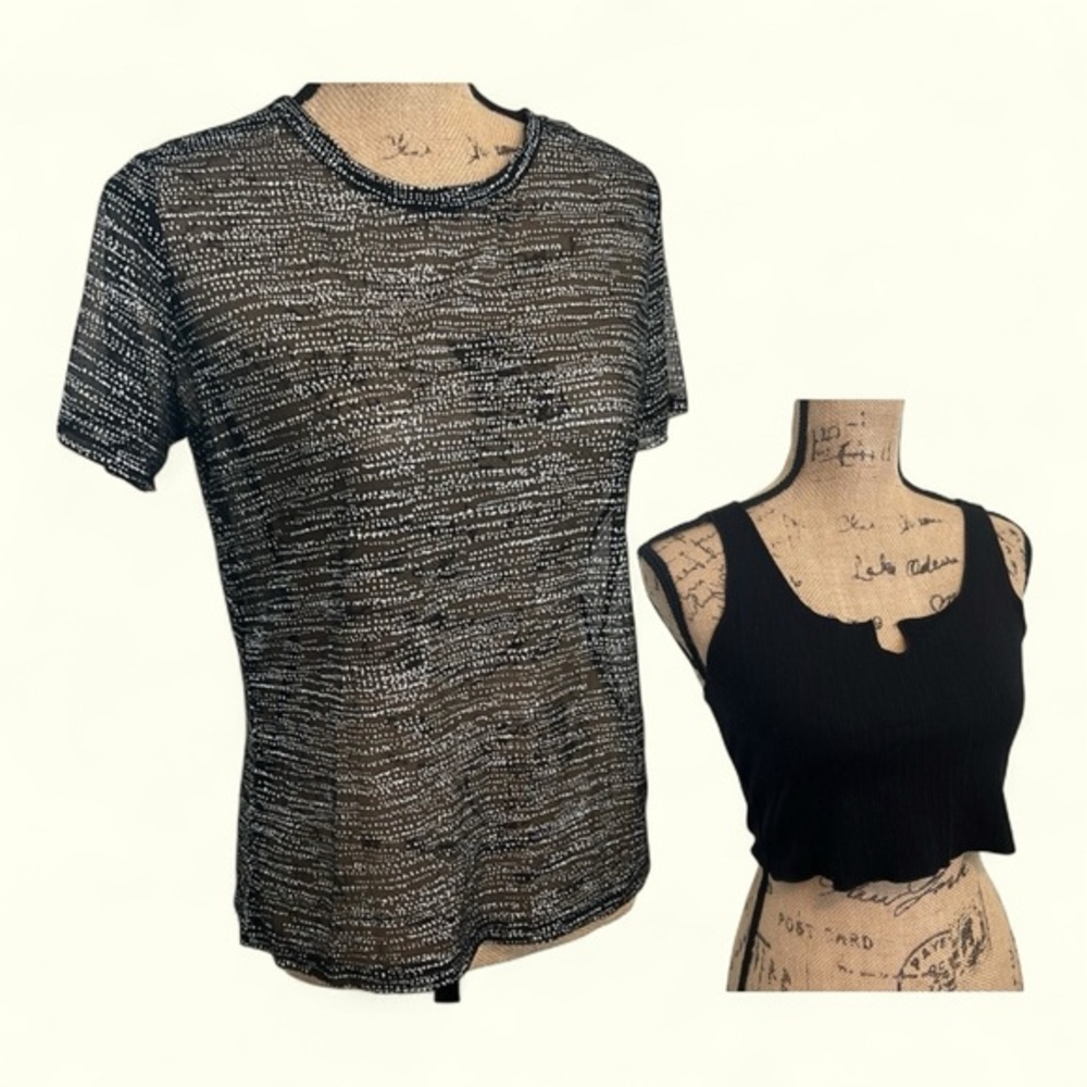 Bundle! 2pc Set - Victoria’s Secret Mesh Top + Listicle Black Cropped Tank